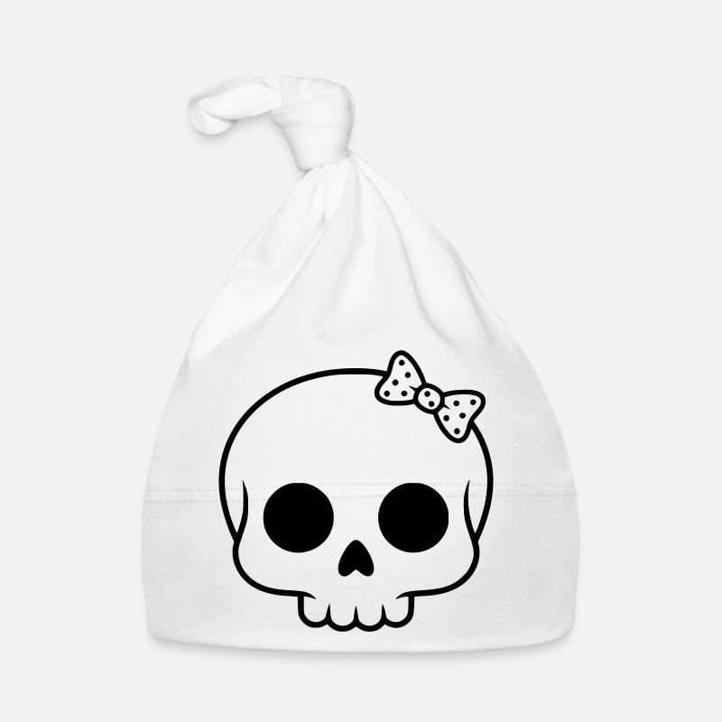Süßer Totenkopf mit Schleife | Girly Goth Baby Bio-Mütze