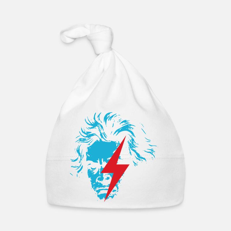 Blue Beethoven face with Red Lightning Organic Baby Cap
