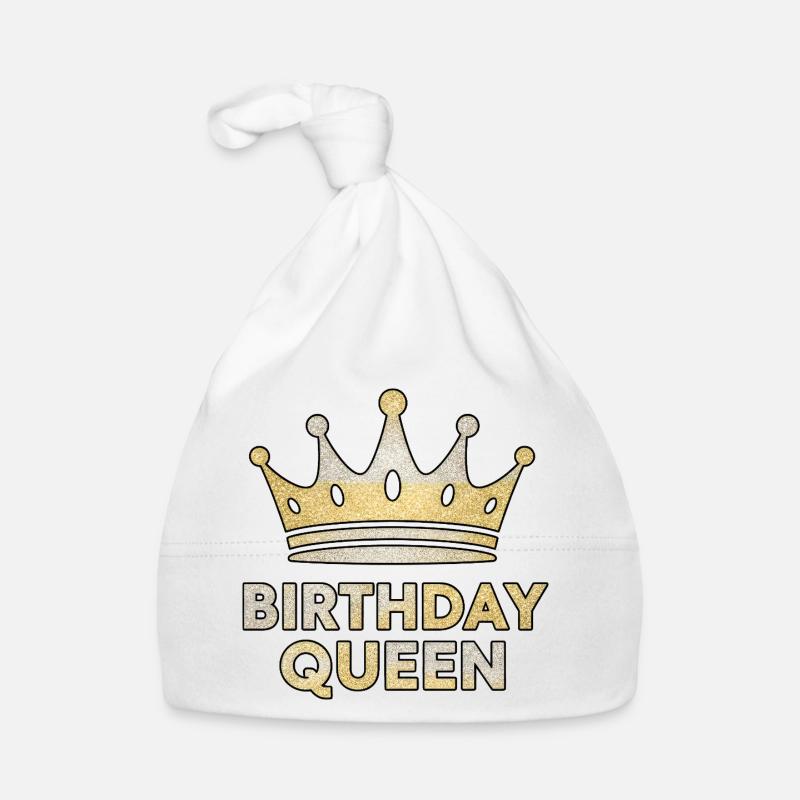 Reine d’anniversaire - Conception de couronne scintillante - Bonnet bio Bébé - blanc
