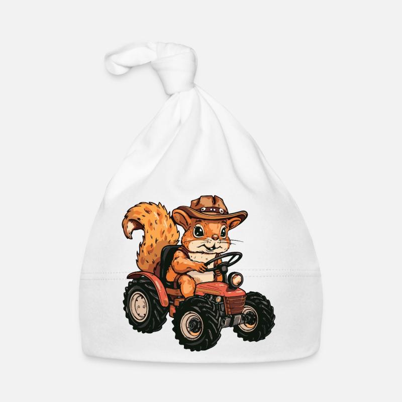 Eichhörnchen Traktor Farmer Baby Bio-Mütze