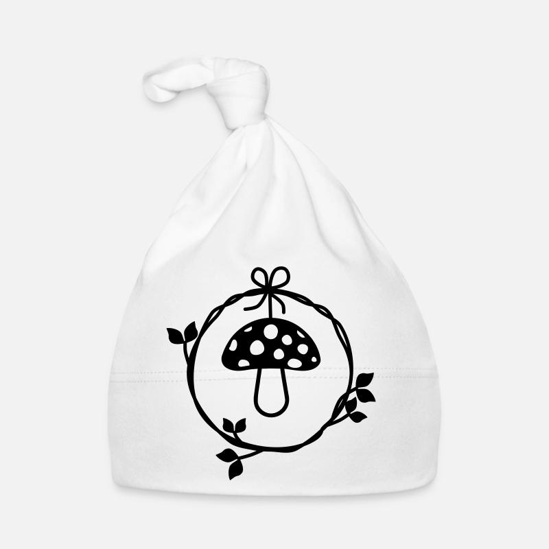 Toadstool in the wreath of leaves Organic Baby Cap
