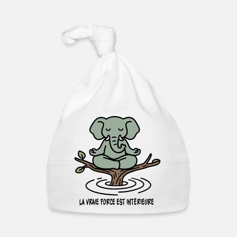 Zen Elephant on Branch Organic Baby Cap