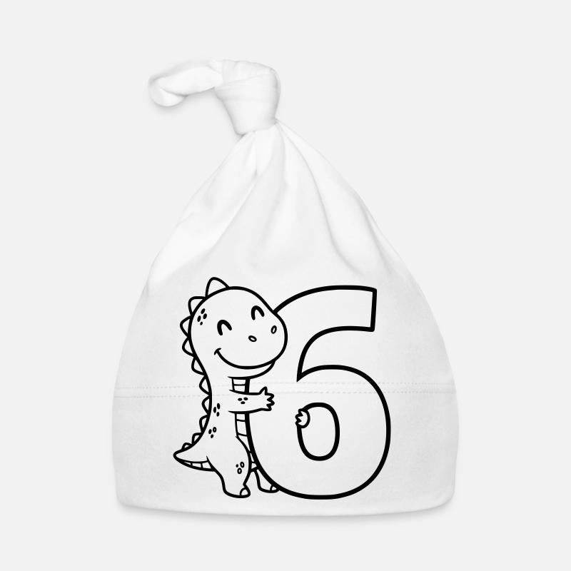 Illustration de dinosaure avec le chiffre 6 Bonnet bio Bébé