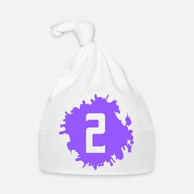 Touche de couleur violette avec le chiffre 2 Bonnet bio Bébé
