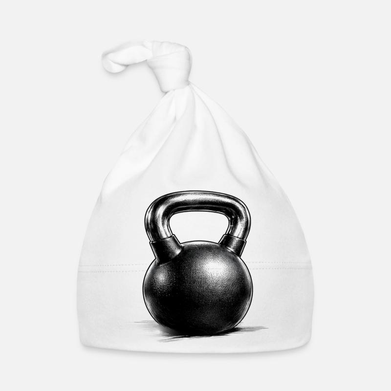 Kettlebell Strength Training Drawing Minimal Organic Baby Cap