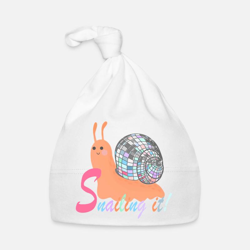 Escargot ! – Escargot coloré avec boule disco - Bonnet bio Bébé - blanc