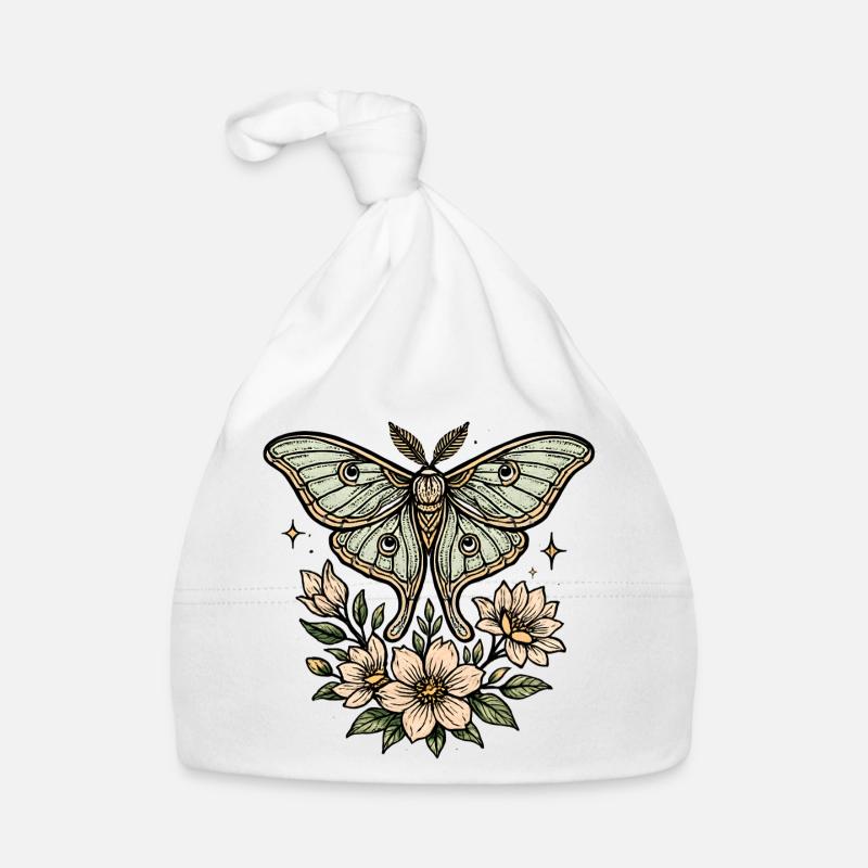 Papillon de nuit avec bouquet de fleurs Bonnet bio Bébé