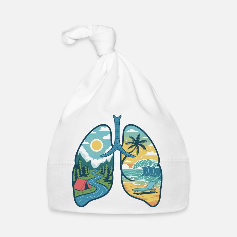 Lungs Nature Mountains Forest River Beach Sea Waves Organic Baby Cap