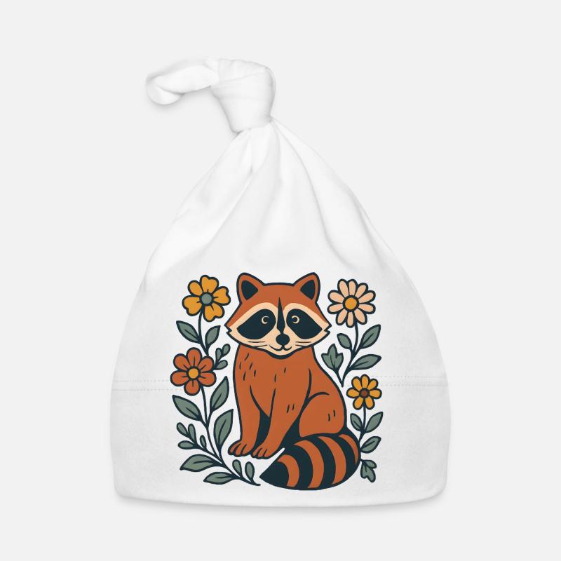 Panda roux dans le cercle de fleurs Bonnet bio Bébé