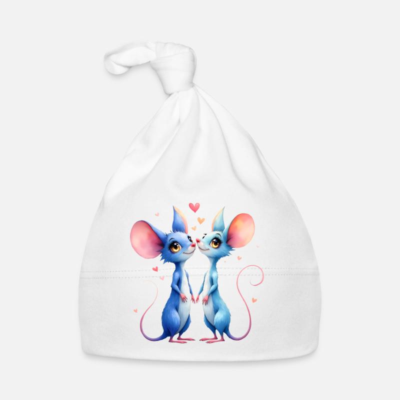 Blaue Mäuse verliebt Baby Bio-Mütze