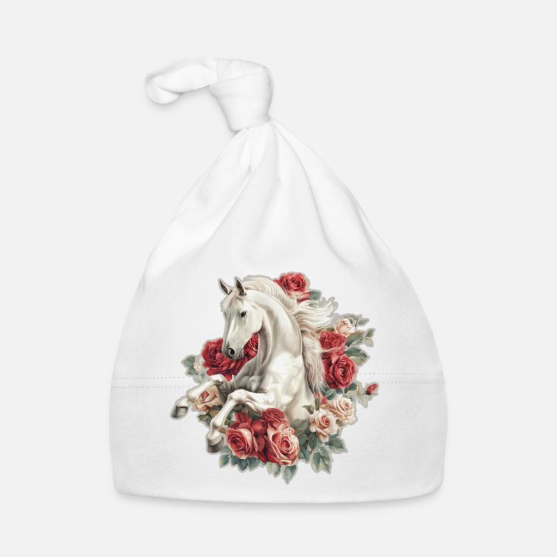 Pferd mit Rosen Baby Bio-Mütze