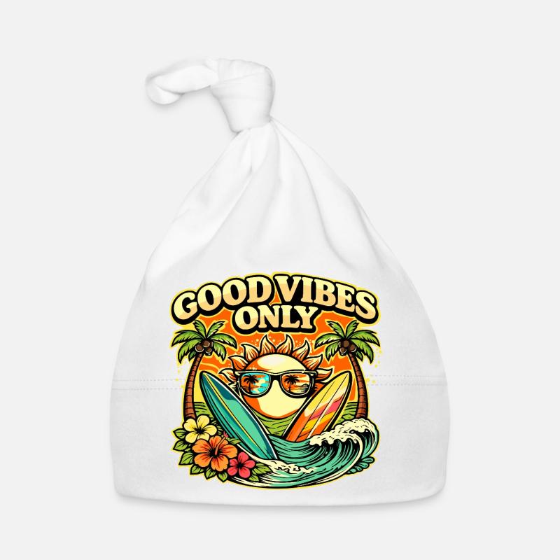 Surf Sunset Palm Trees Beach Design Bonnet bio Bébé