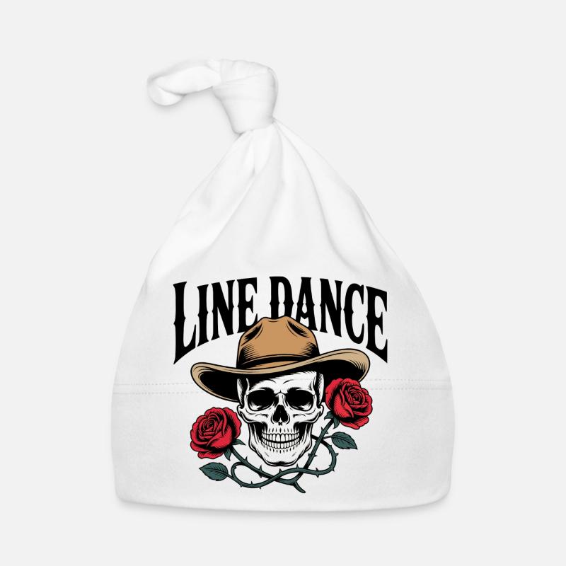 Line Dance Skull with Cowboy Hat Roses Organic Baby Cap