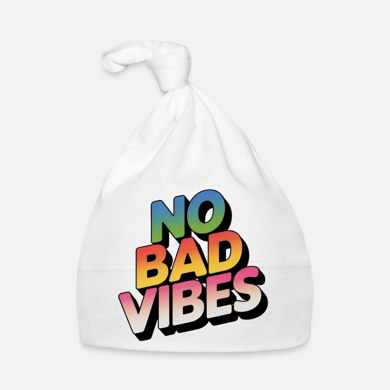 No Bad Vibes Rainbow Lettering Organic Baby Cap