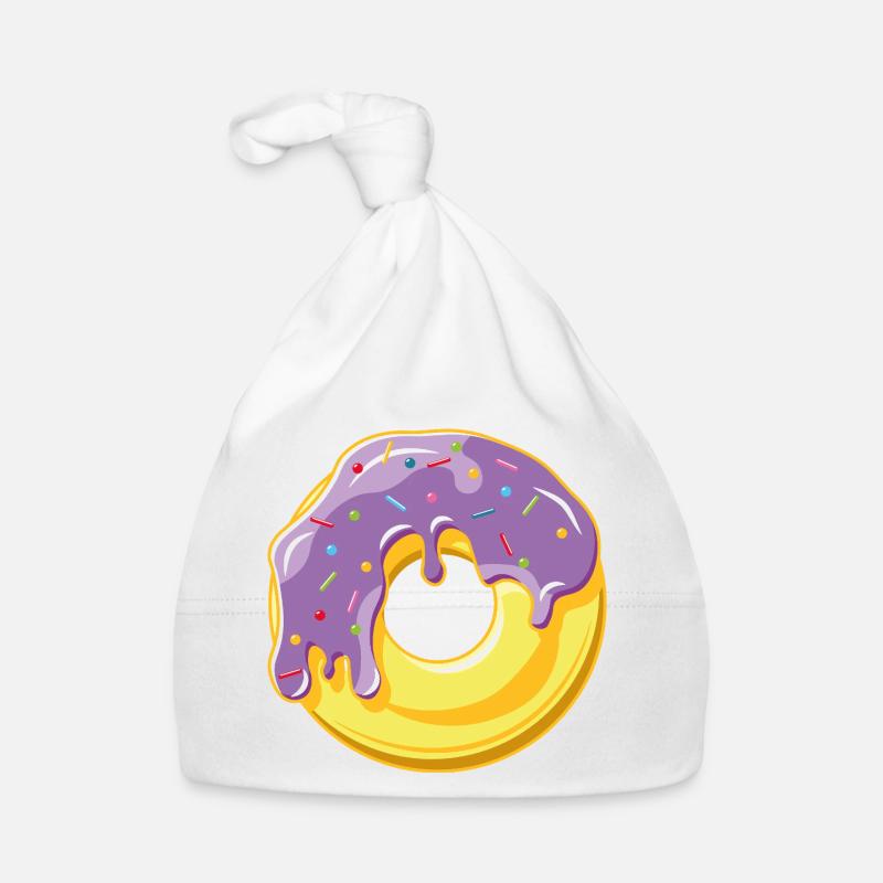 Donut avec glaçage violet et vermicelles colorées Bonnet bio Bébé