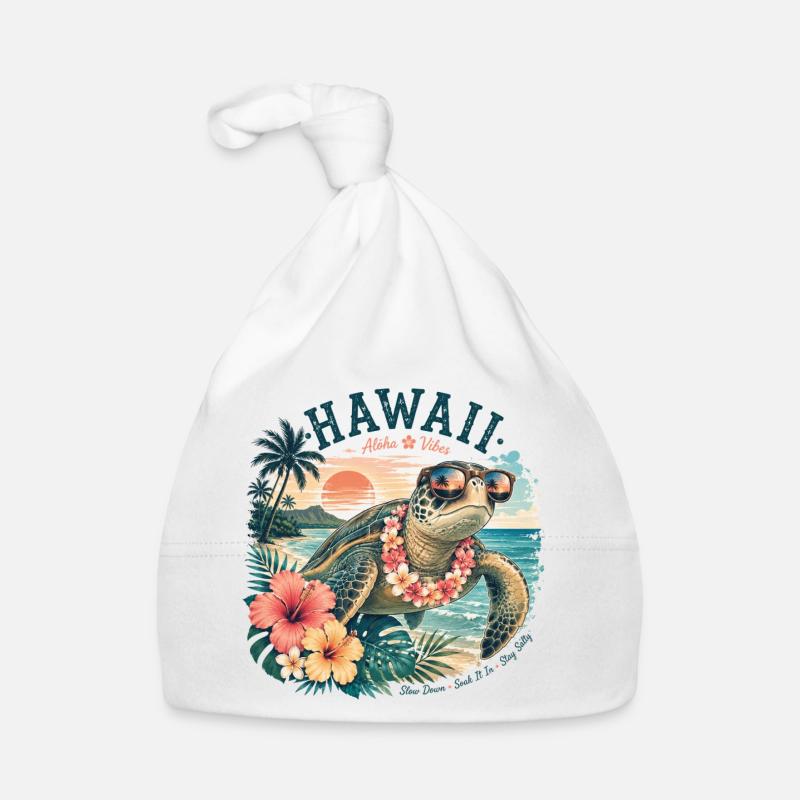 Hawaii Schildkröte mit Sonnenbrille Baby Bio-Mütze
