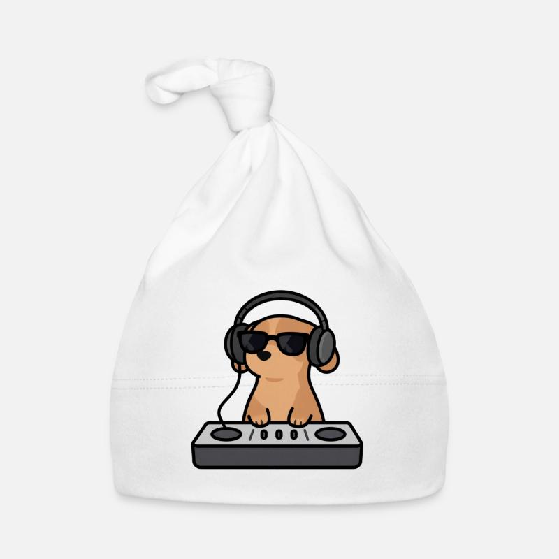 Un chien mignon en DJ au table de mixage Cadeau Bonnet bio Bébé