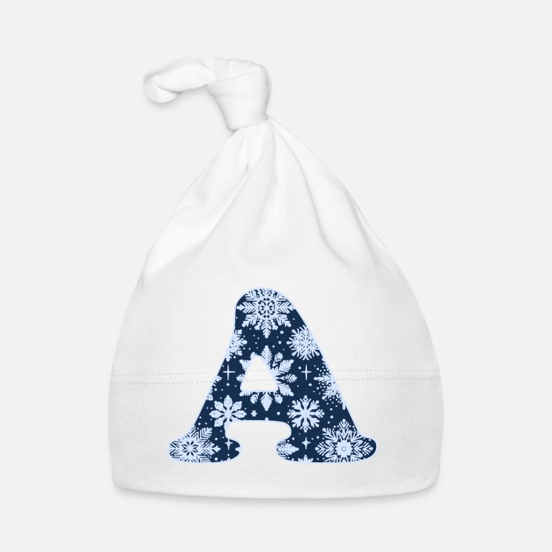 Letter A Snowflakes Organic Baby Cap