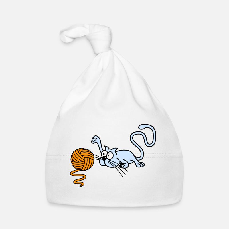Cat playing with a ball Organic Baby Cap