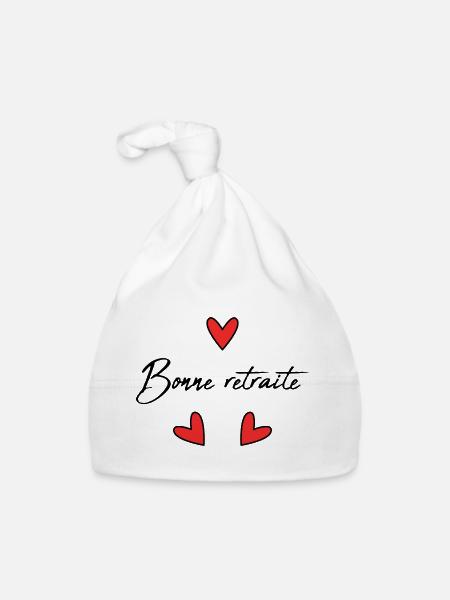 RETRAITE. RETRAITE. RETRAITEE. BONNE RETRAITE - Bonnet bio Bébé - blanc - Devant