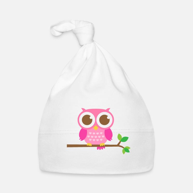 Hibou rose mignon sur une branche Bonnet bio Bébé