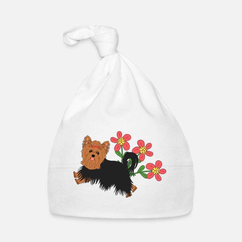 Joyeux Yorkshire Terrier et fleurs Bonnet bio Bébé