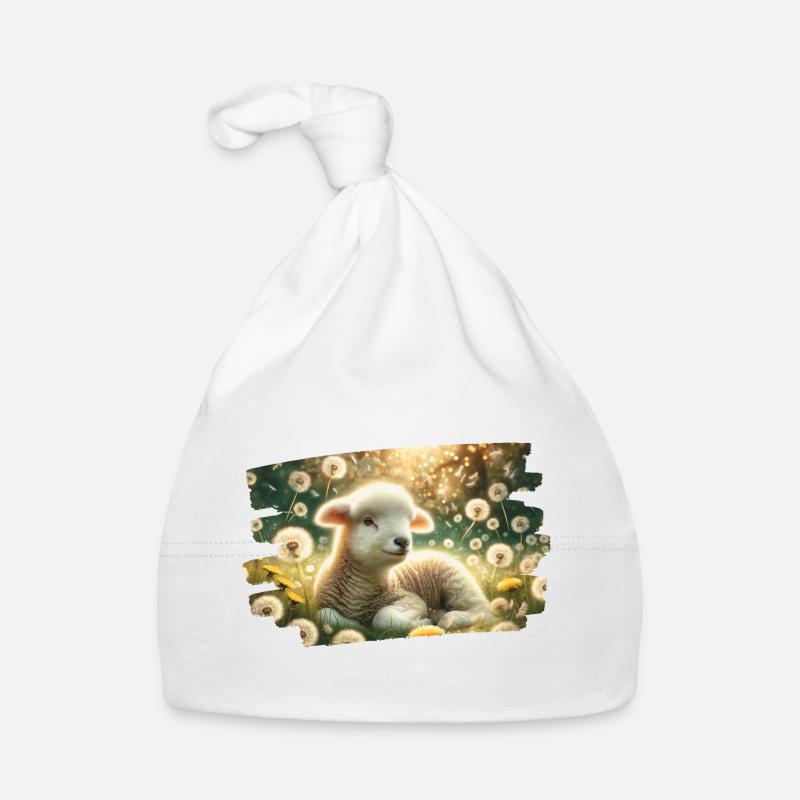 Dreamy spring idyll with lambs and dandelions Organic Baby Cap