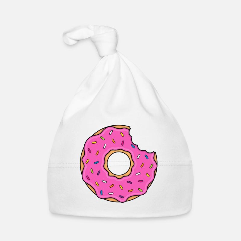 Donut with bite in pink with colorful sugar sprinkles Organic Baby Cap