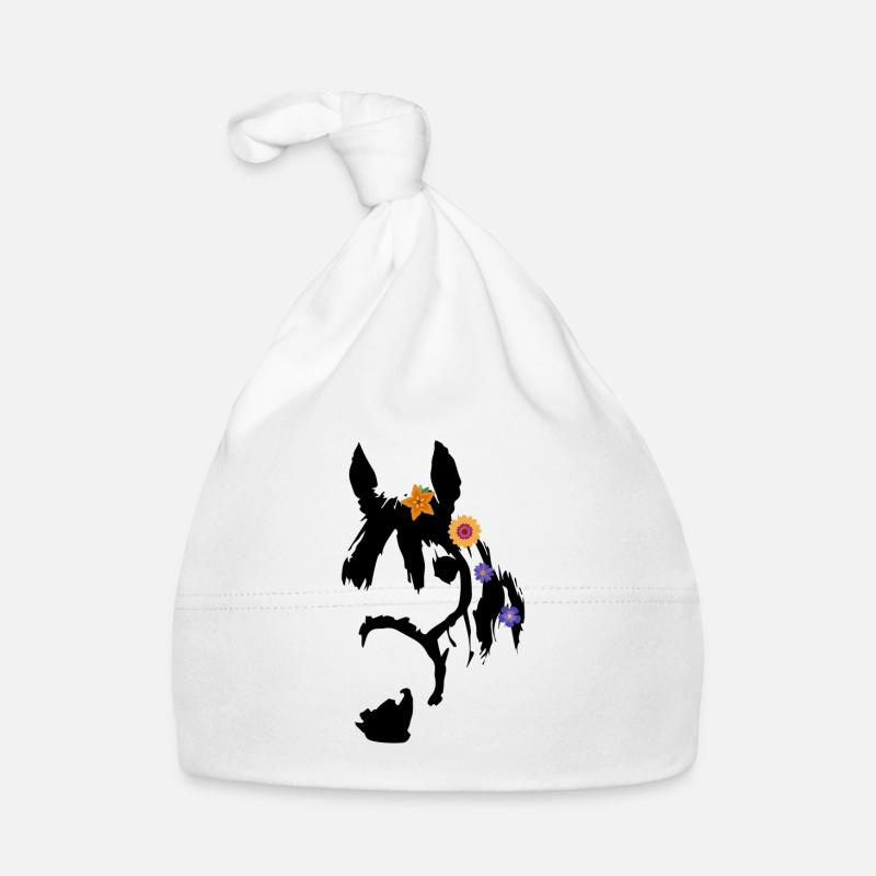 Motif de cheval avec des fleurs Bonnet bio Bébé