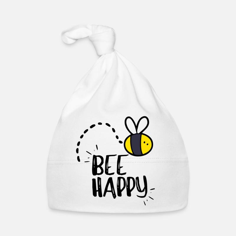 Bee Happy! - Baby Bio-Mütze - Weiß