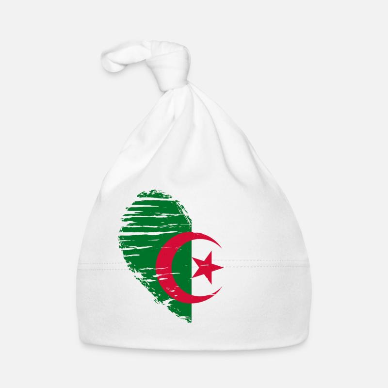 Algérie coeur drapeau blason - Bonnet bio Bébé - blanc