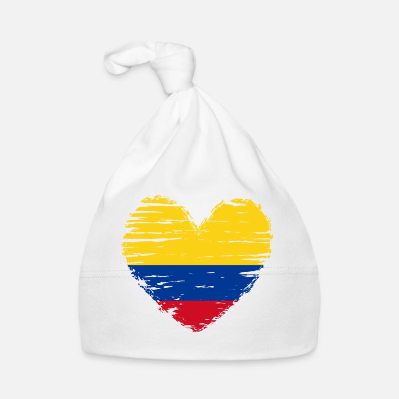 Colombie coeur drapeau blason - Bonnet bio Bébé - blanc
