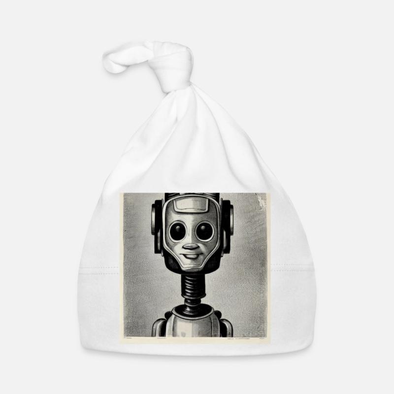 Roboter schwarz weis Baby Bio-Mütze