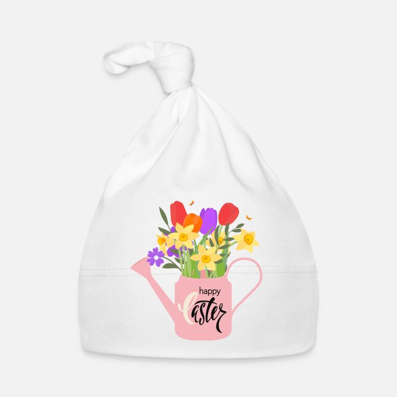 Happy Easter | Watering can with daffodils Organic Baby Cap