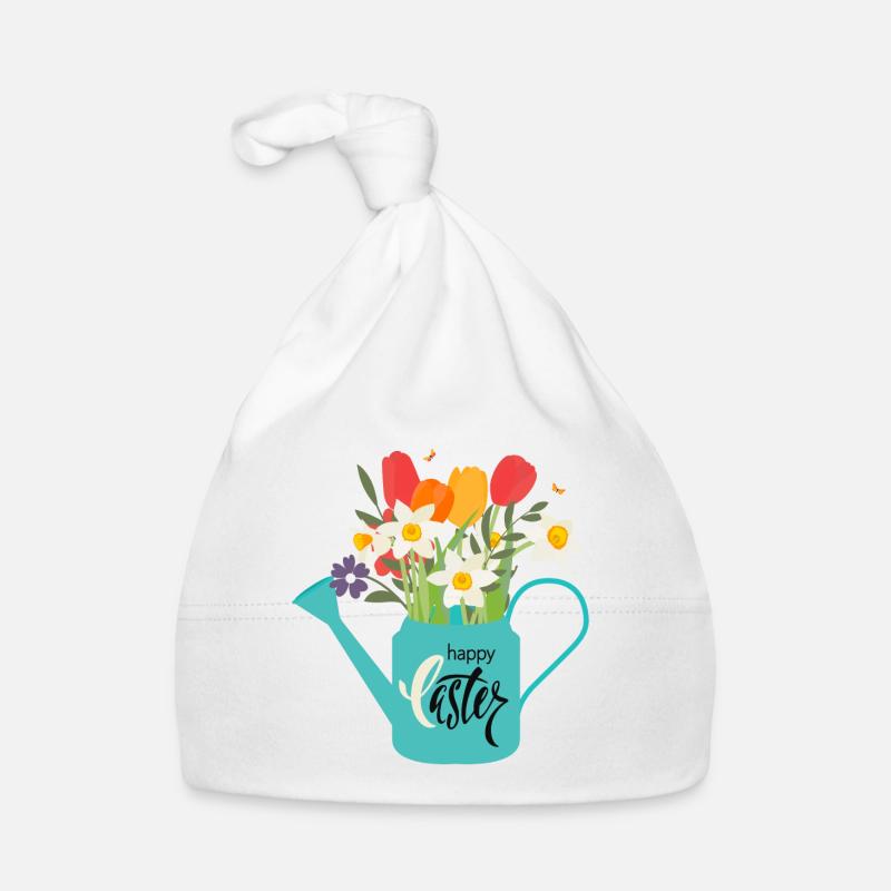 Happy Easter | Watering can with daffodils Organic Baby Cap