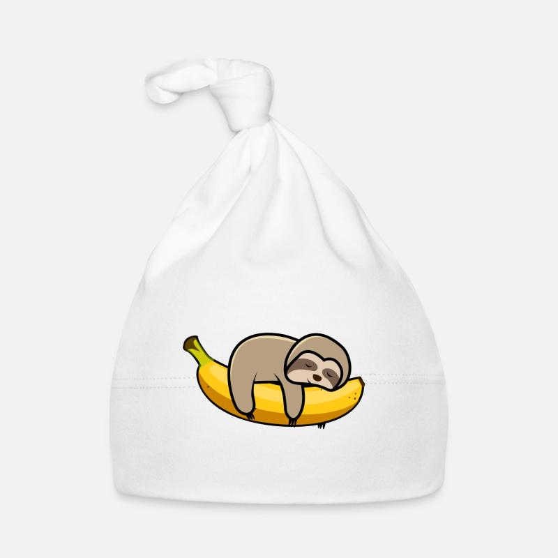 Faultier faul auf Banane Baby Bio-Mütze