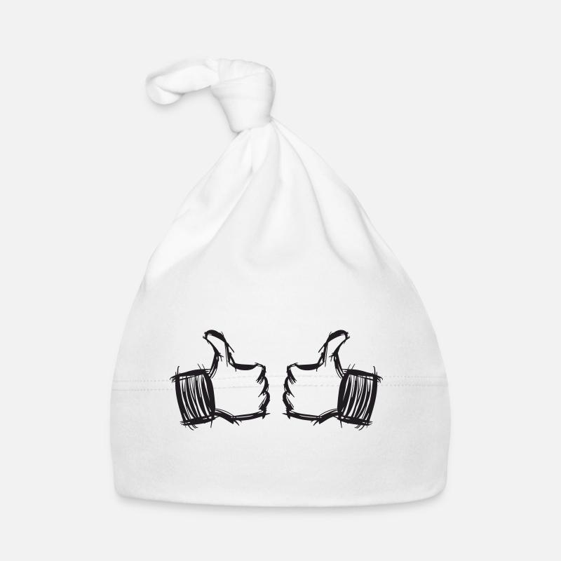 Two thumbs up pointing at myself. Drawing Organic Baby Cap