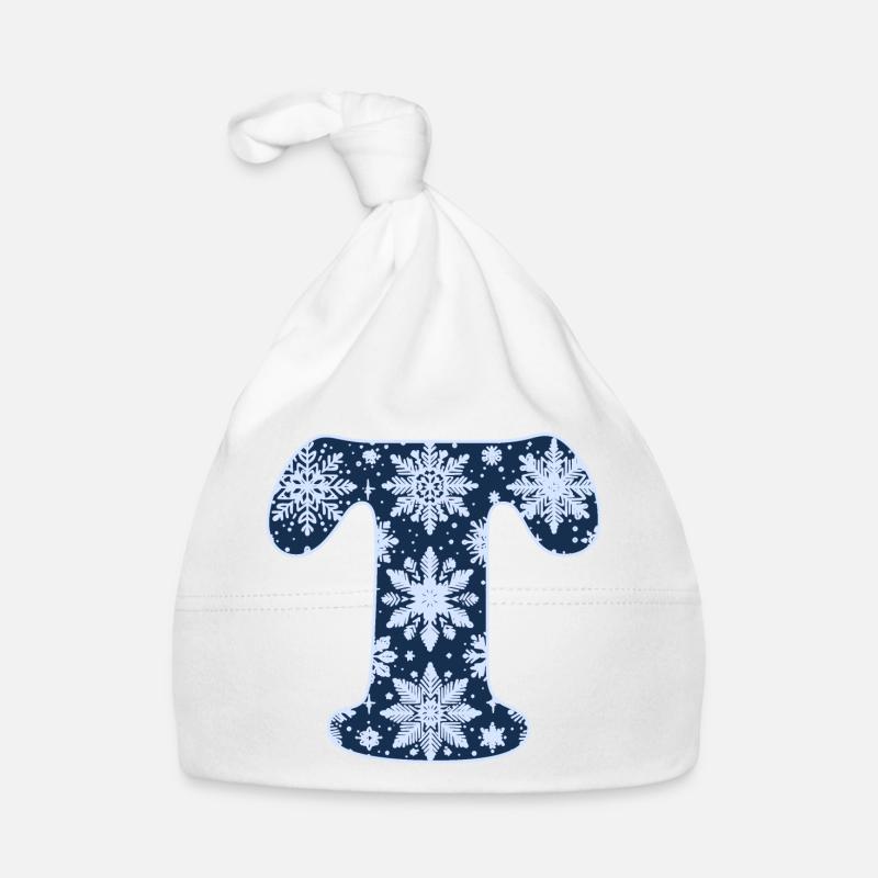 Buchstabe T Schneeflocken Baby Bio-Mütze