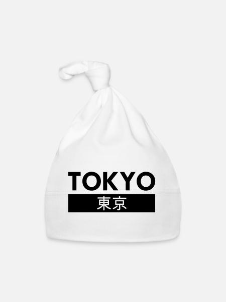 Tokyo und Tokyo in japanischer Schrift - Baby Bio-Mütze - Weiß - Vorne