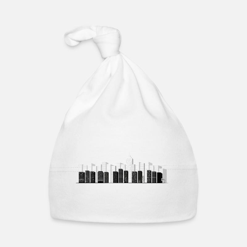 Ville de Piano - Skyline de Piano - Bonnet bio Bébé - blanc