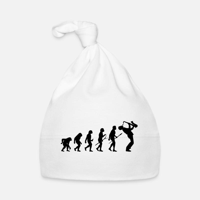 Saxophoniste Saxophoniste Evolution Drôle - Bonnet bio Bébé - blanc