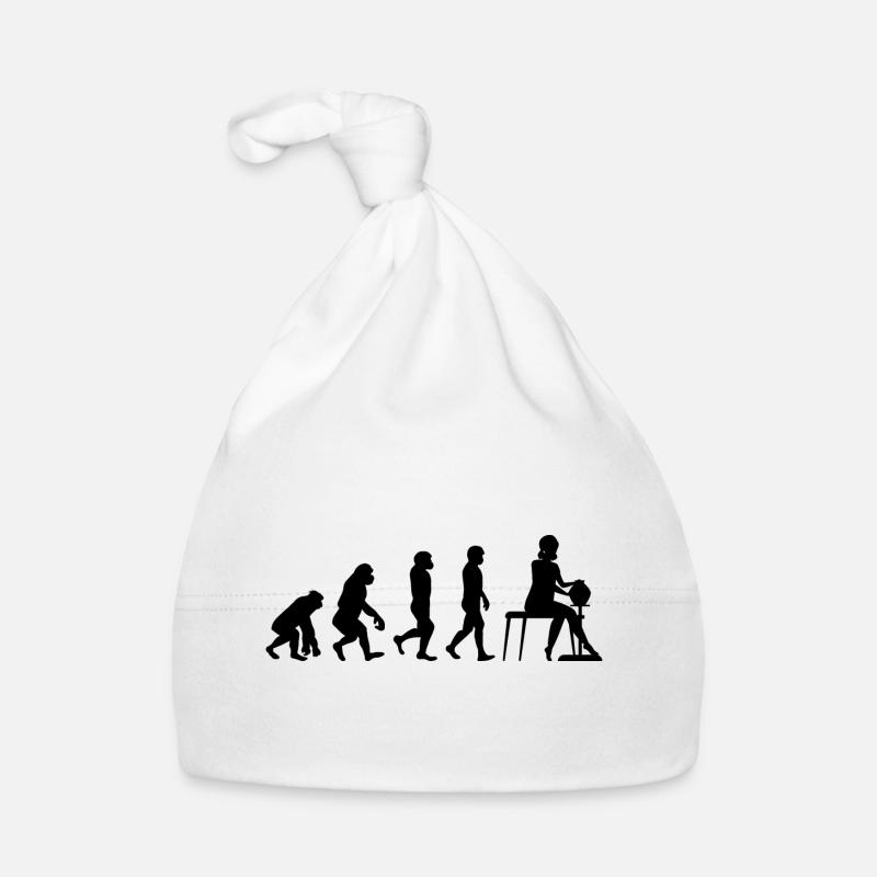 Poterie Céramique Artiste Potter Evolution Humour - Bonnet bio Bébé - blanc