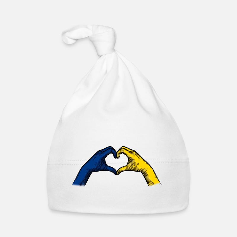 Heart Hands Ukrainian Flag Support Ukraine Organic Baby Cap