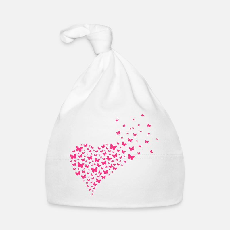 Coeur fait de papillons - couleur variable - Bonnet bio Bébé - blanc