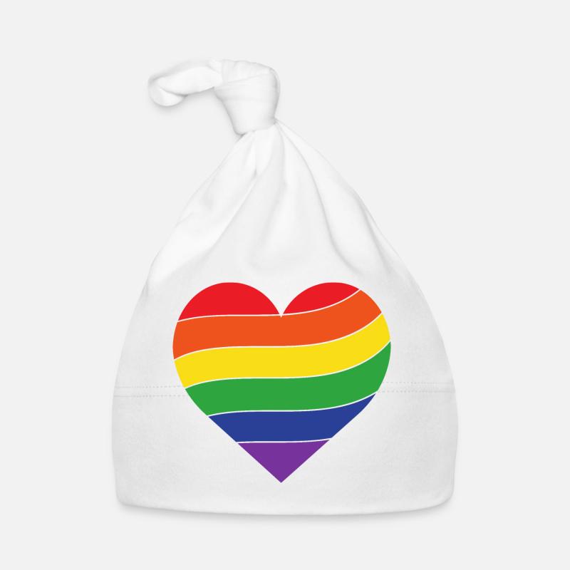 Regenbogen Herz | Pride - Baby Bio-Mütze - Weiß