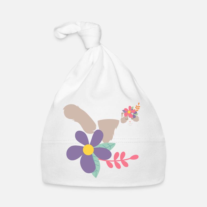Chat Ragdoll et couronne de fleurs Bonnet bio Bébé