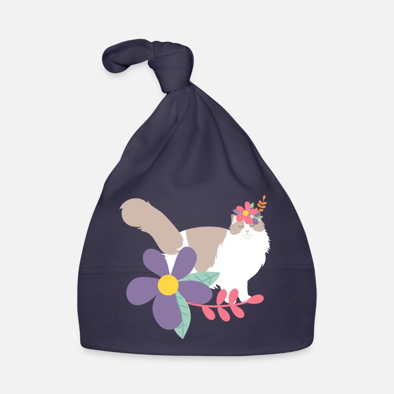 Chat Ragdoll et couronne de fleurs Bonnet bio Bébé