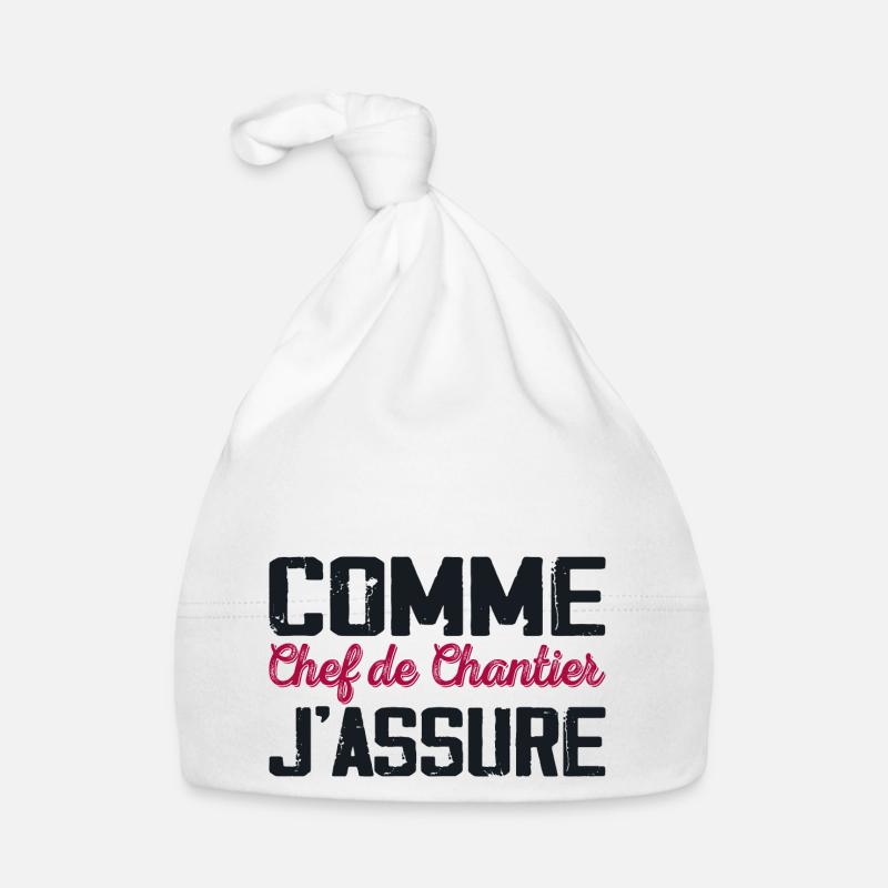 Comme Chef de chantier Cadeau humour - Bonnet bio Bébé - blanc