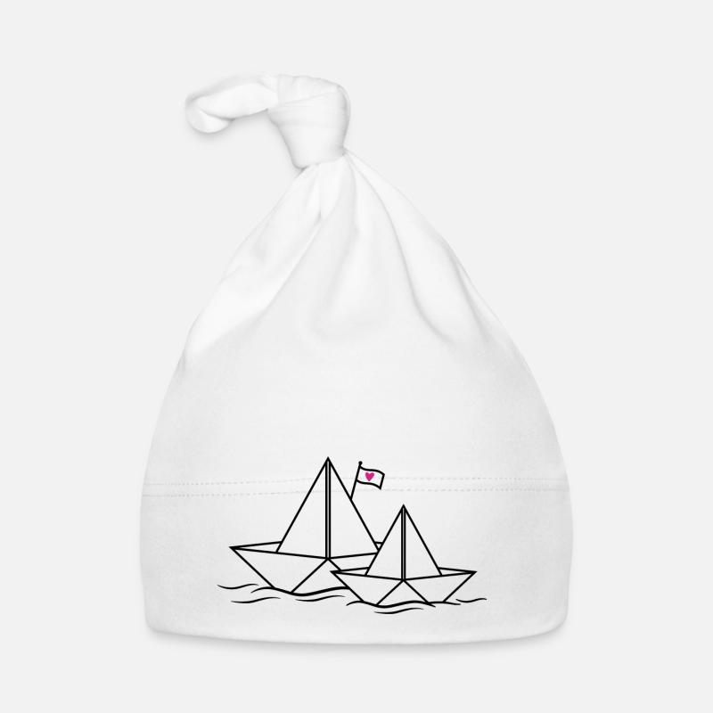 Papierboote Papierschiff Schiffe Boote Liebe Paare - Baby Bio-Mütze - Weiß
