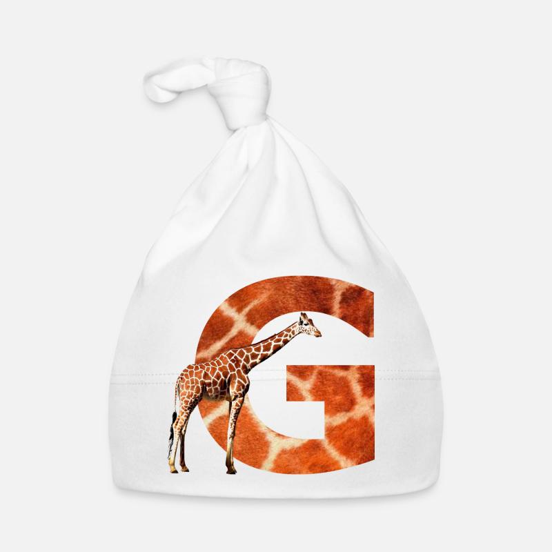 giraffe g - Organic Baby Cap - white